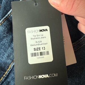 Fashion Nova Tie 'Em Up Medium Blue Jeans size 13